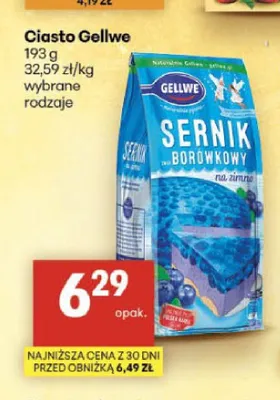 Ciasto Sernik borówkowy na zimno Gellwe promocja w Delikatesy Centrum