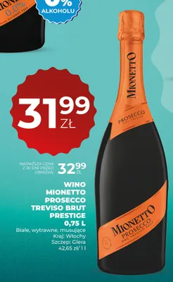 Wino musujące Mionetto Prosecco Treviso Brut Prestige promocja w Duży Ben