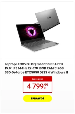 Laptop LENOVO LOQ Essential promocja w Media Expert