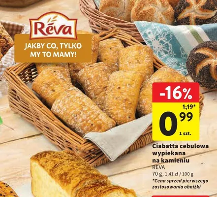 Ciabatta cebulowa wypiekana na kamieniu Reva promocja w Intermarche
