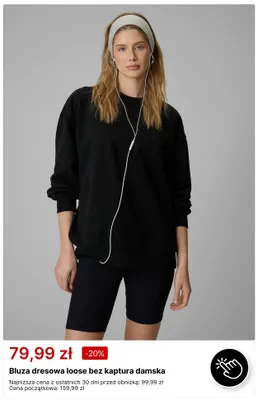 Bluza dresowa loose bez kaptura damska promocja w 4F