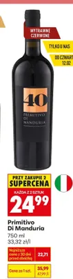 Wino czerwone Primitivo Di Manduria promocja w Biedronka