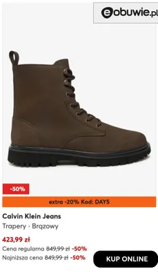 Trapery brązowe Calvin Klein Jeans promocja w eobuwie.pl