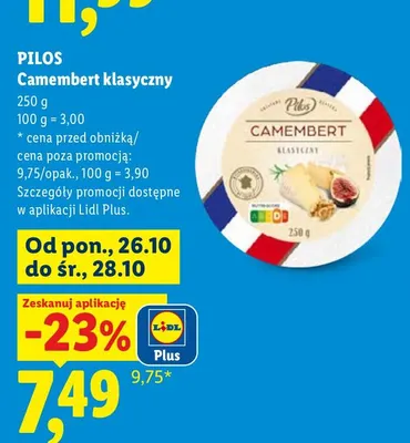 Ser camembert klasyczny Pilos promocja w Lidl