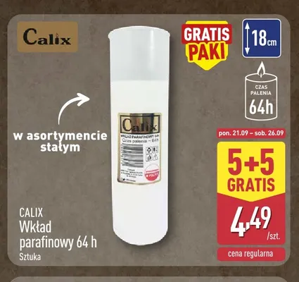 Wkład parafinowy 64 h Calix promocja w Aldi