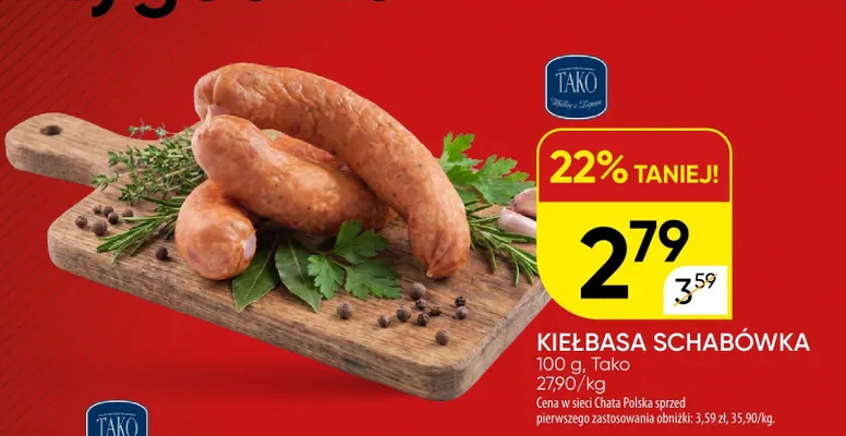 Kiełbasa schabówka Tako promocja w Chata Polska