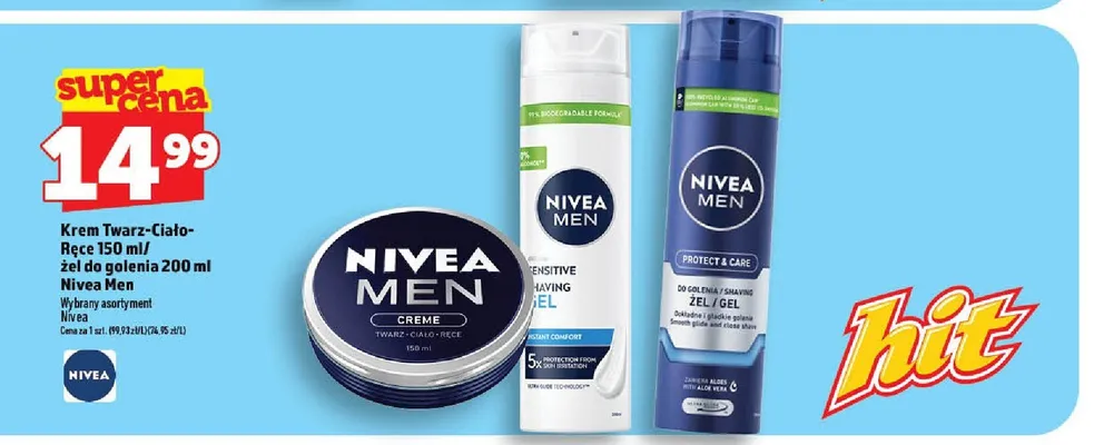 Krem lub żel do golenia Nivea Men promocja w TOPAZ