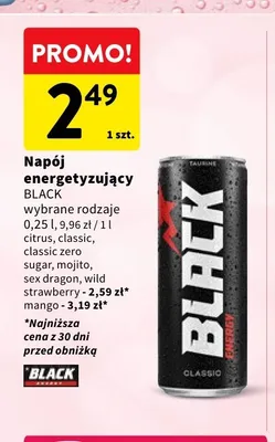 Napój energetyzujący Black Mojito promocja w Intermarche