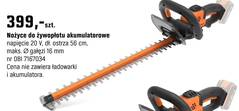 Nożyce do żywopłotu akumulatorowe promocja w OBI