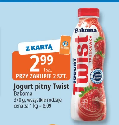 Jogurt pitny Twist Bakoma promocja w Leclerc