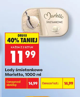 Lody śmietankowe Marletto promocja w Biedronka