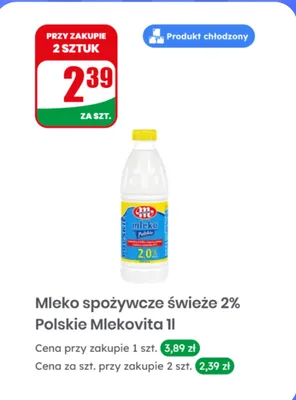 Mleko spożywcze świeże 2% Polskie promocja w Dino