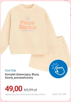 Komplet dziewczęcy bluza szorty pomarańczowy Cool Club promocja w Smyk