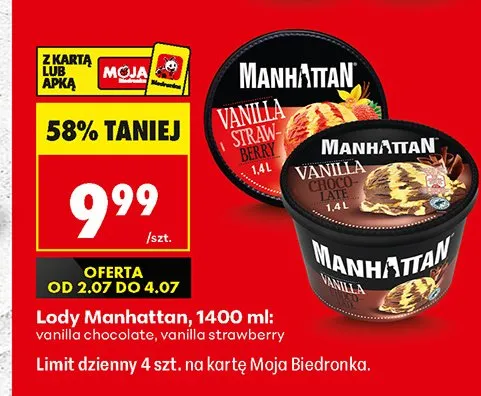 Lody Manhattan Vanilla Chocolate promocja w Biedronka