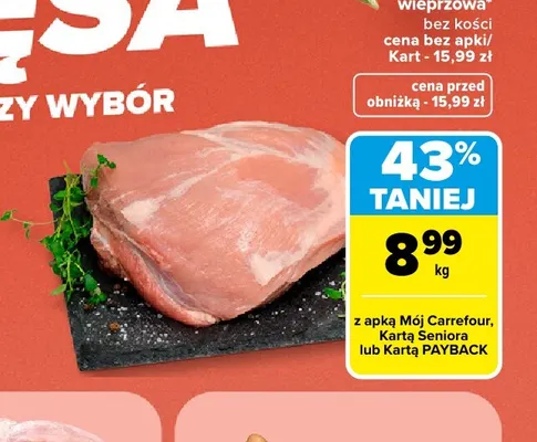 Szynka wieprzowa bez kości promocja w Carrefour