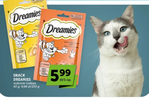 Przysmak dla kota Dreamies z łososiem promocja w Groszek