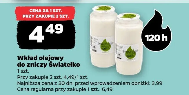 Wkład olejowy do zniczy promocja w Netto