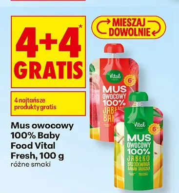 Mus owocowy Vital Fresh jabłko brzoskwinia banan gruszka promocja w Biedronka