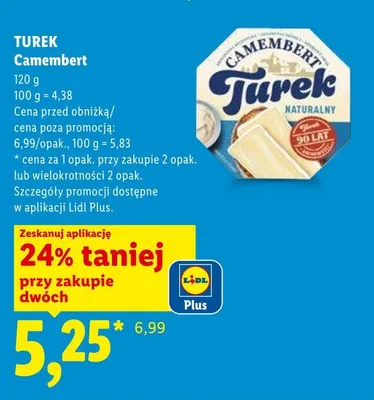Ser Camembert naturalny Turek promocja w Lidl