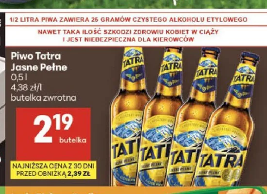 Piwo Tatra Jasne Pełne promocja w Delikatesy Centrum