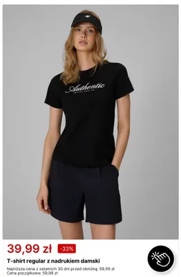 T-shirt regular z nadrukiem damski 4F promocja w 4F
