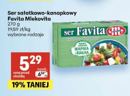 Ser sałatkowo-kanapkowy Favita Mlekovita promocja w Delikatesy Centrum