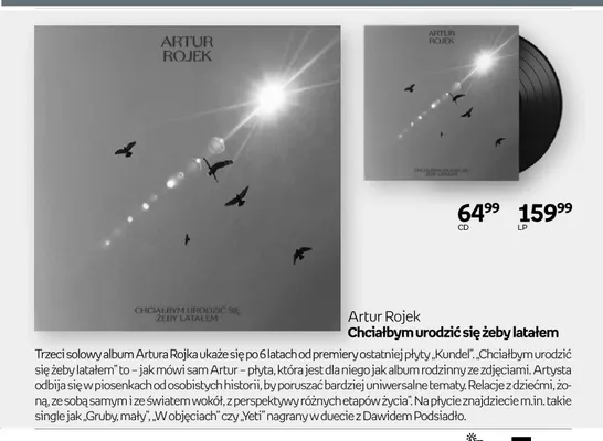 Płyta winylowa LP Artur Rojek Chciałbym urodzić się żeby latałem promocja w Empik