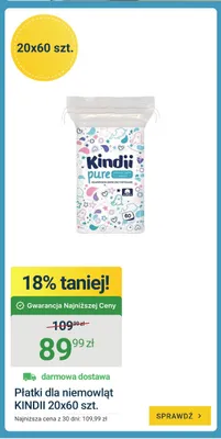Płatki dla niemowląt Kindii Pure 20-pak promocja w ERLI