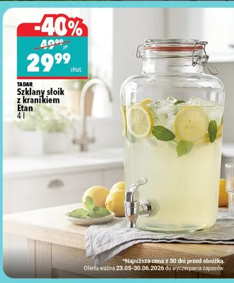 Szklany słoik z kranikiem TADAR Etan 4l promocja w Biedronka Home