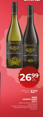 Wino czerwone wytrawne Hardys Crest Cabernet Sauvignon Shiraz Merlot promocja w Duży Ben