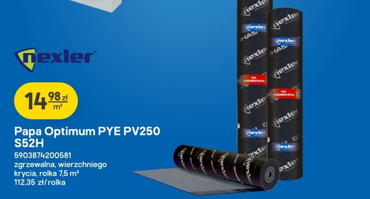 Papa zgrzewalna wierzchniego krycia Nexler Optimum Pye PV250 S52H promocja w Castorama