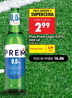Piwo bezalkoholowe Prem Lager 0,0% promocja w Biedronka