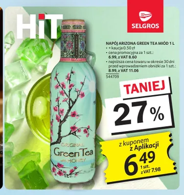 Napój AriZona Green Tea miód promocja w Selgros