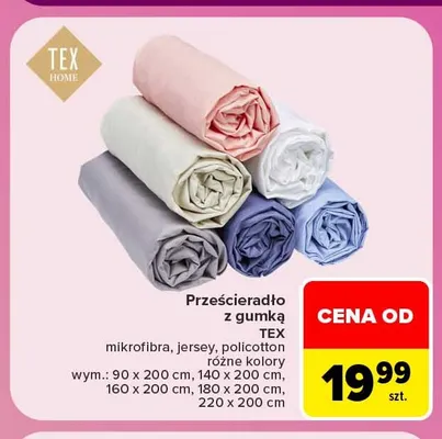Prześcieradło z gumką mikrofibra Tex promocja w Carrefour