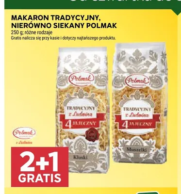 Makaron tradycyjny nierówno siekany muszelki Polmak promocja w Stokrotka