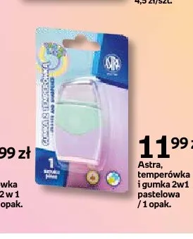 Temperówka i gumka 2w1 Astra Pastelowa promocja w Empik