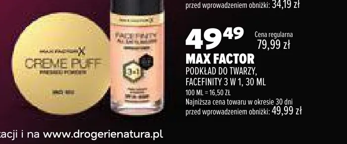 Podkład do twarzy Facefinity 3 w 1 Max Factor promocja w Drogerie Natura