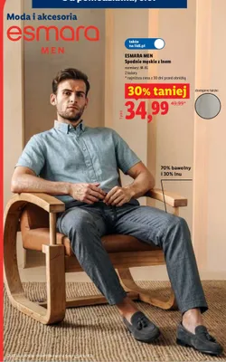 Spodnie męskie z lnem Esmara Men promocja w Lidl