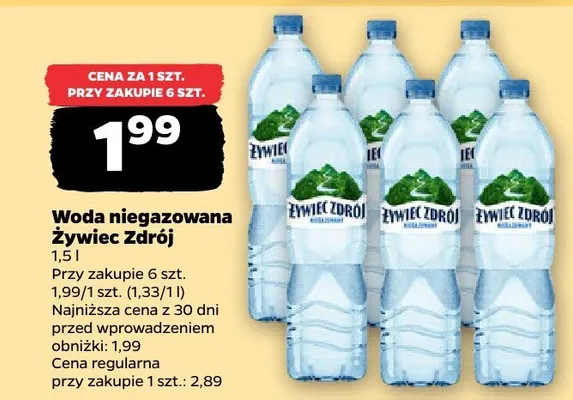 Woda niegazowana Żywiec Zdrój promocja w Netto
