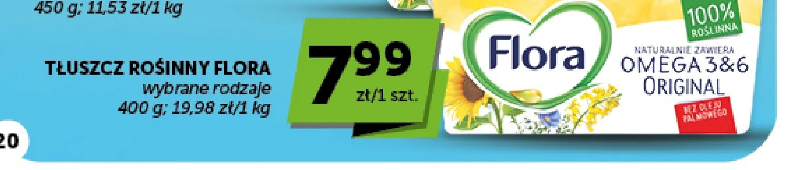 Tłuszcz roślinny Flora Original promocja w Groszek