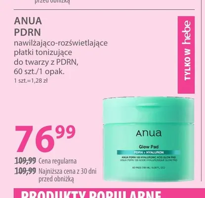 PDRN nawilżająco-rozświetlające płatki tonizujące do twarzy z PDRN Anua promocja w Hebe