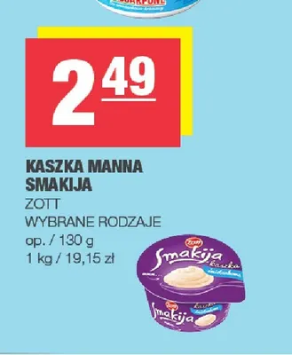 Kaszka manna Smakija Zott promocja w SPAR