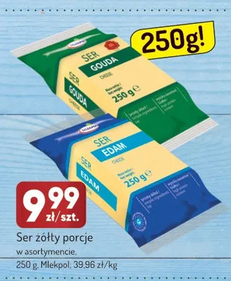 Ser żółty edam porcje Mlekpol promocja w Avita