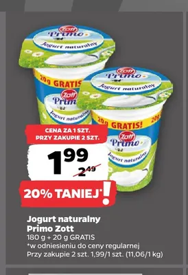 Jogurt naturalny Primo Zott promocja w Netto