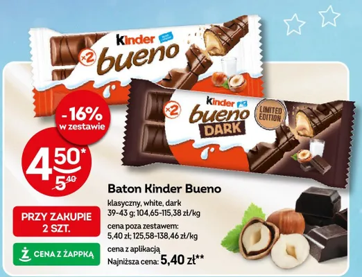 Baton Bueno klasyczny, white, dark promocja w Żabka