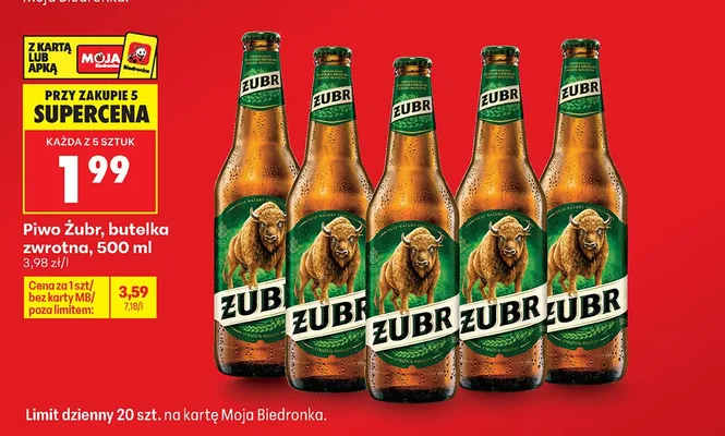 Piwo Żubr butelka zwrotna promocja w Biedronka