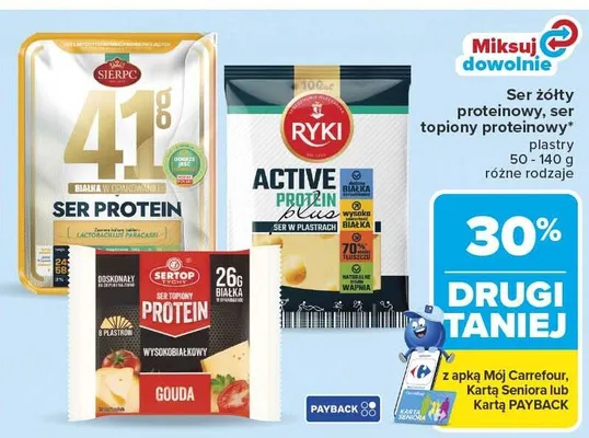 Ser proteinowy, ser topiony proteinowy różne rodzaje promocja w Carrefour Market