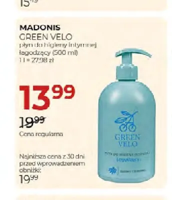Płyn do higieny intymnej łagodzący Green Velo promocja w Drogerie Jawa