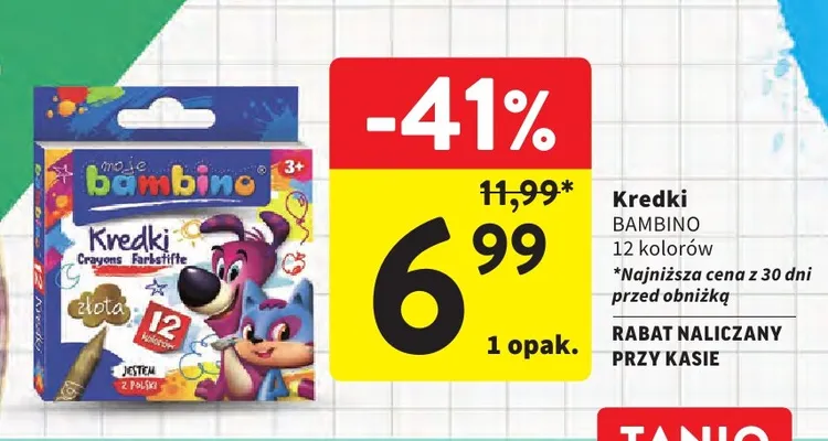 Kredki Bambino 12 kolorów promocja w Intermarche