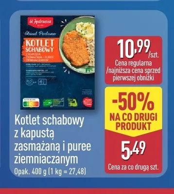 Kotlet schabowy z kapustą zasmażaną i puree ziemniaczanym U Jędrusia promocja w Aldi